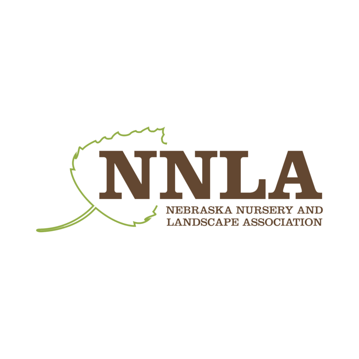 Logo featuring "NNLA" with a green leaf design, representing the Nebraska Nursery and Landscape Association, on a green background.