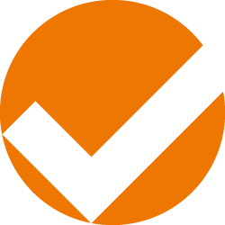 The image features a bold orange circle intersected by a perfectly aligned green checkmark, signifying approval or validation against a clean background.